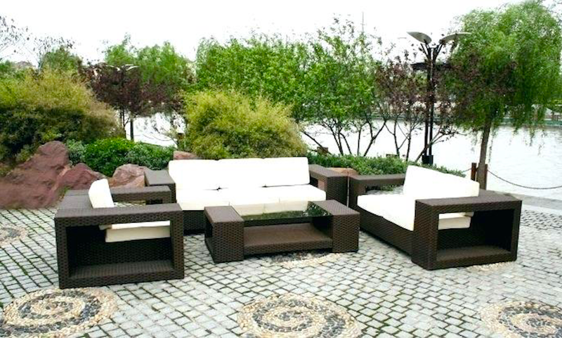 salon, canape, fauteuil, pot, mobilier, meubles, de, jardin, en, resine, tressee, 