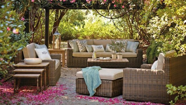 Salon, de, jardin, en, rotin, tressée, Maroc, France 