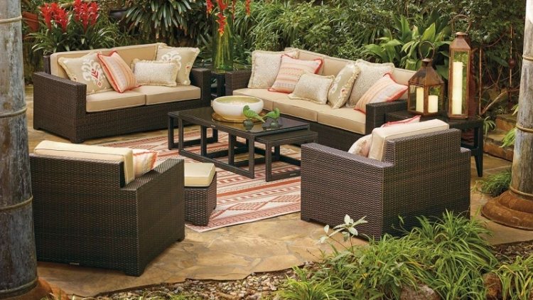 Salon, de, jardin, en, rotin, tressée, Maroc, France 