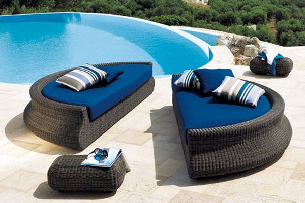 Salon, de, jardin, en, rotin, tressée 