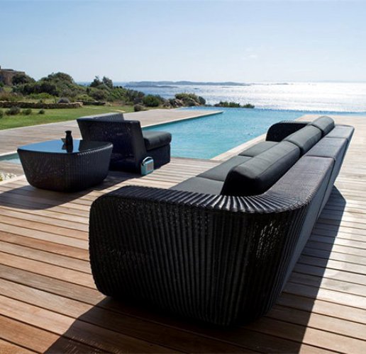 Salon, de, jardin, en, rotin, tressée 