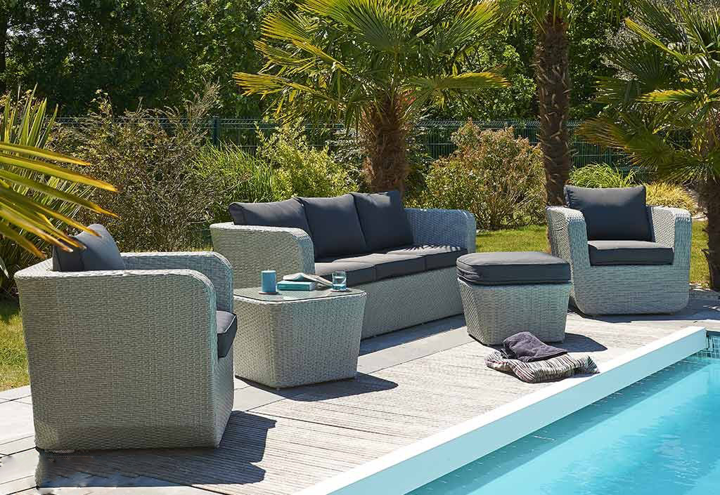 salon, de, jardin, en, resine, tressee, rotin, tressée, mobilier outdoor, Maroc