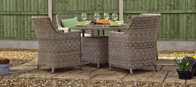 table, a, manger, en, rotin, en, resine, tressée, 